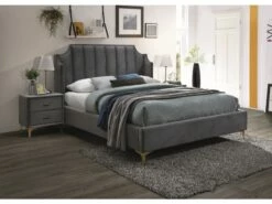 Monako Yöpöytä -Vuodevaatteet Myynti 2024 MONAKOV160SZZL LOZKO MONAKO VELVET 160X200 KOLOR SZARY ZLOTY TAPICERKA BLUVEL 14