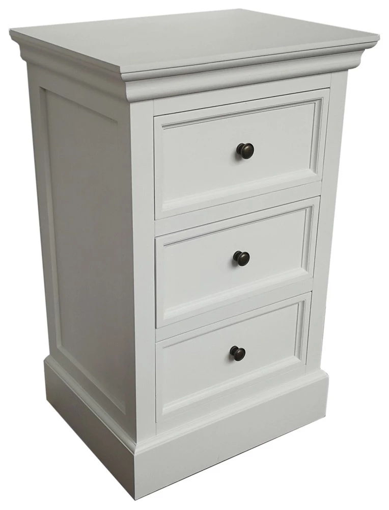 Bristol Yöpöytä 3 Laatikolla – Valkoinen 3 Bristol Yöpöytä 3 Laatikolla – Valkoinen