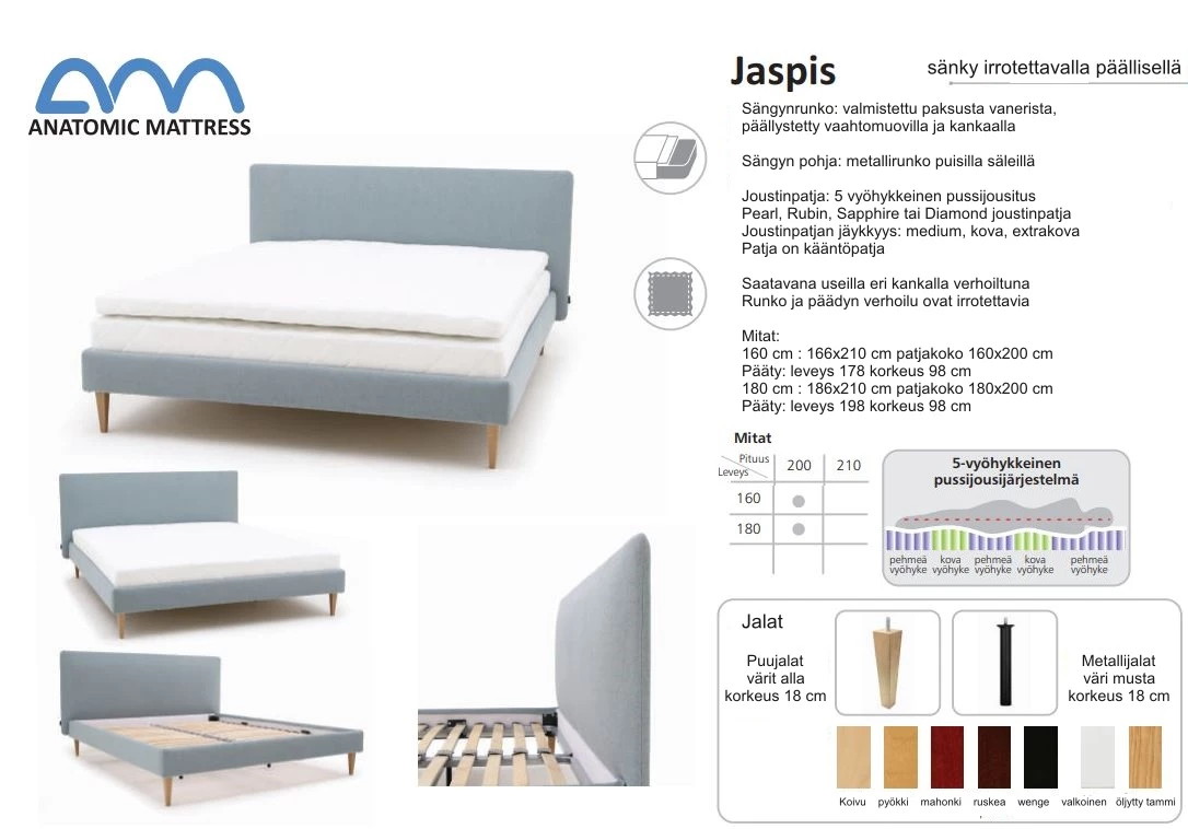 Jaspis Sänky 180 -irrotettavalla Kankaalla 7 Jaspis Sänky 180 -irrotettavalla Kankaalla - Image 5
