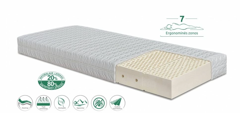 Luonnonkumi Patja 7V 90×200 Cm 6 Luonnonkumi Patja 7V 90×200 Cm - Image 4